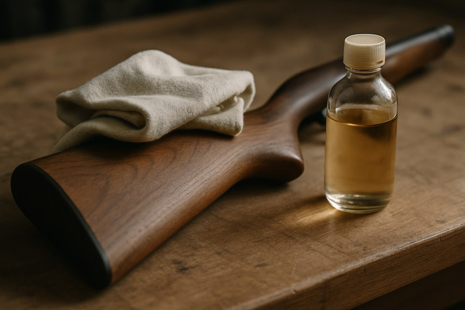 Entretien du bois d'une crosse de fusil avec une huile adaptée