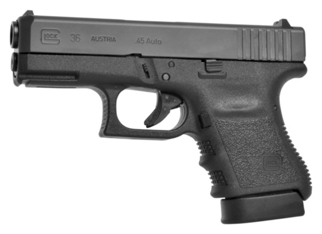 Glock 36 en calibre .45 ACP, subcompact simple pile, vue latérale droite