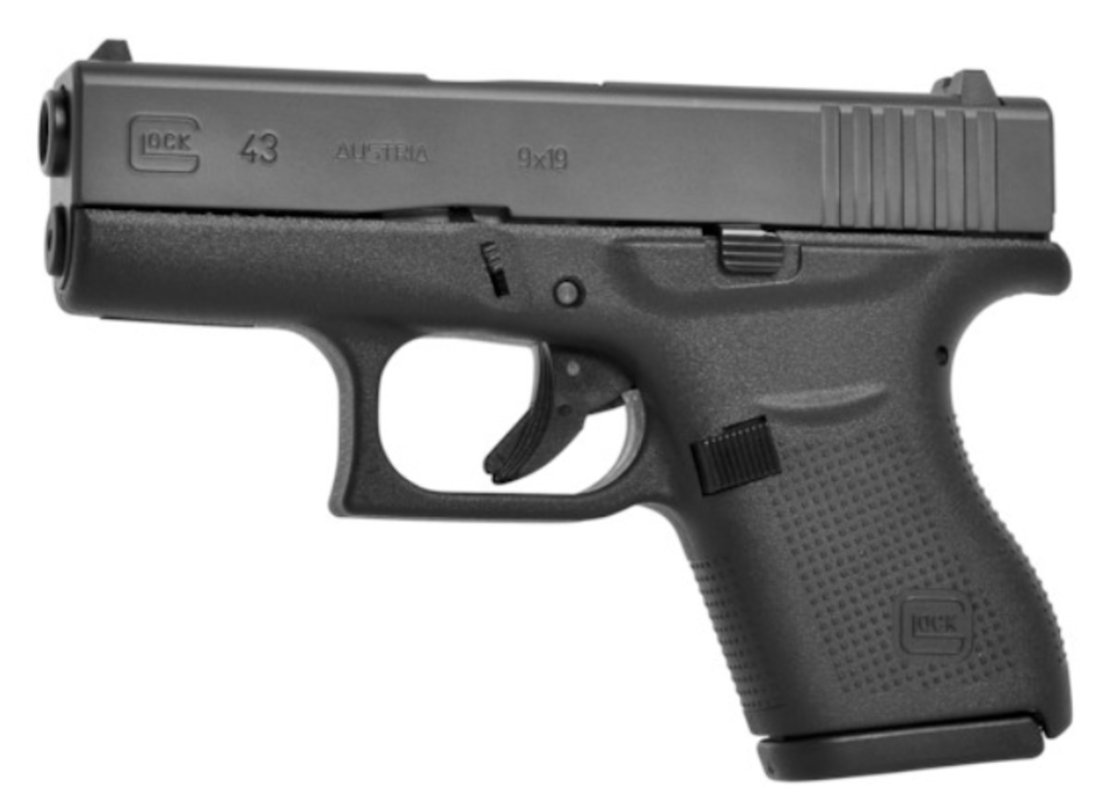 Glock 43 en calibre 9×19, subcompact simple pile, vue latérale droite