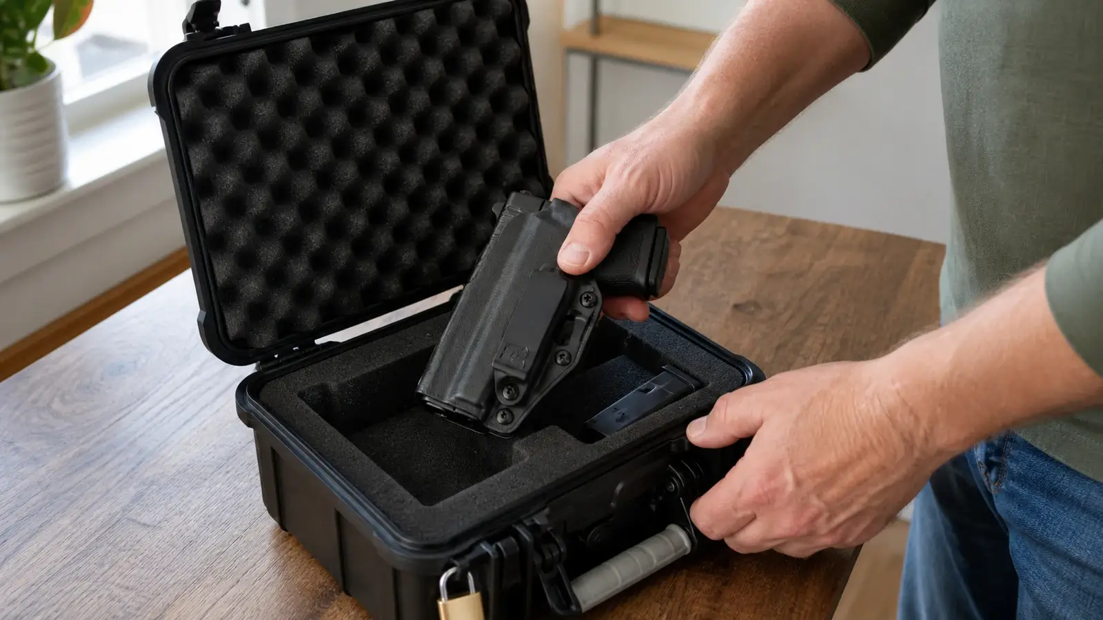Holster kydex sur ceinture de tir avec pistolet