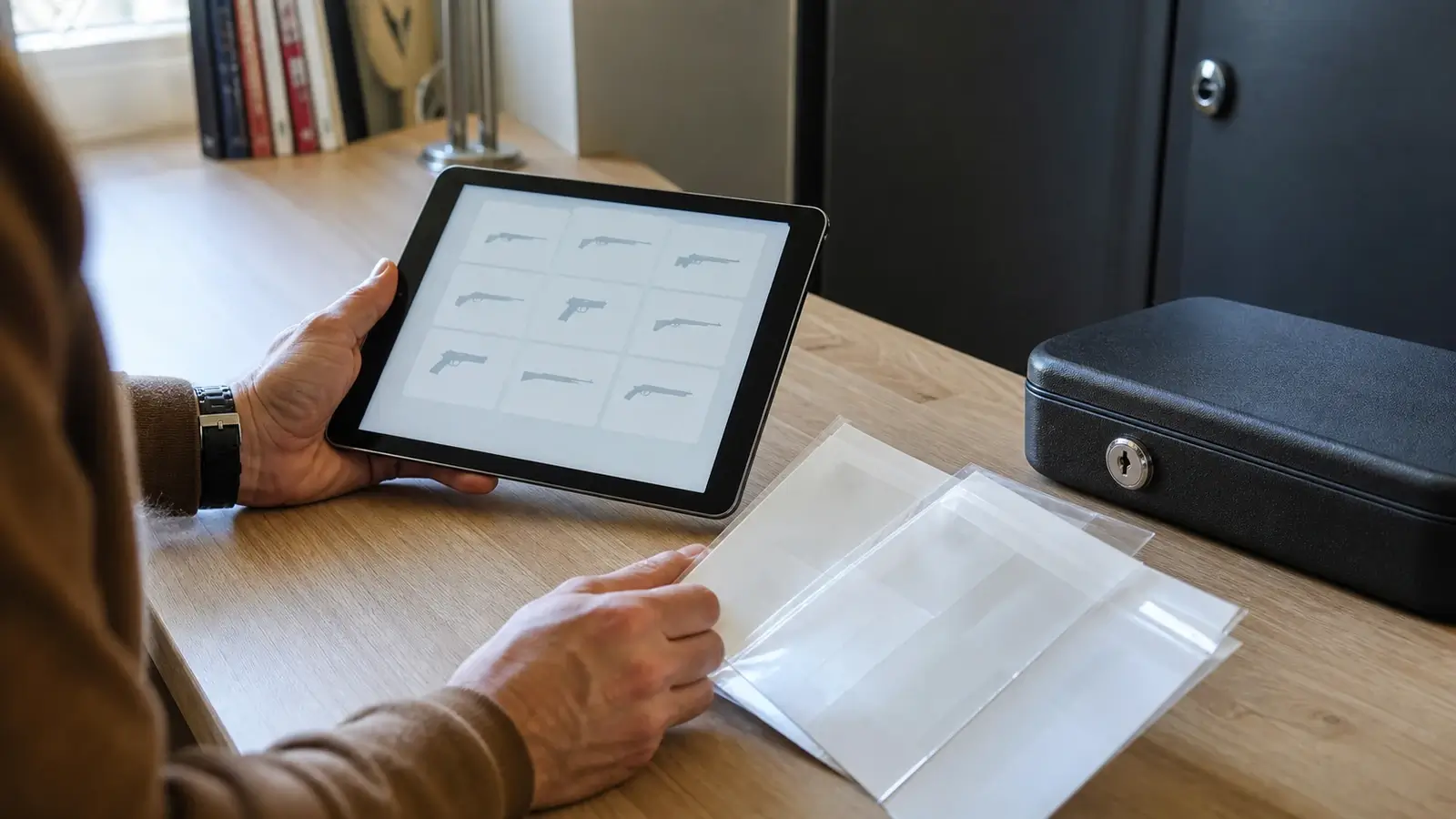 Râtelier numérique du fichier SIA affichant les armes d'un détenteur sur une tablette