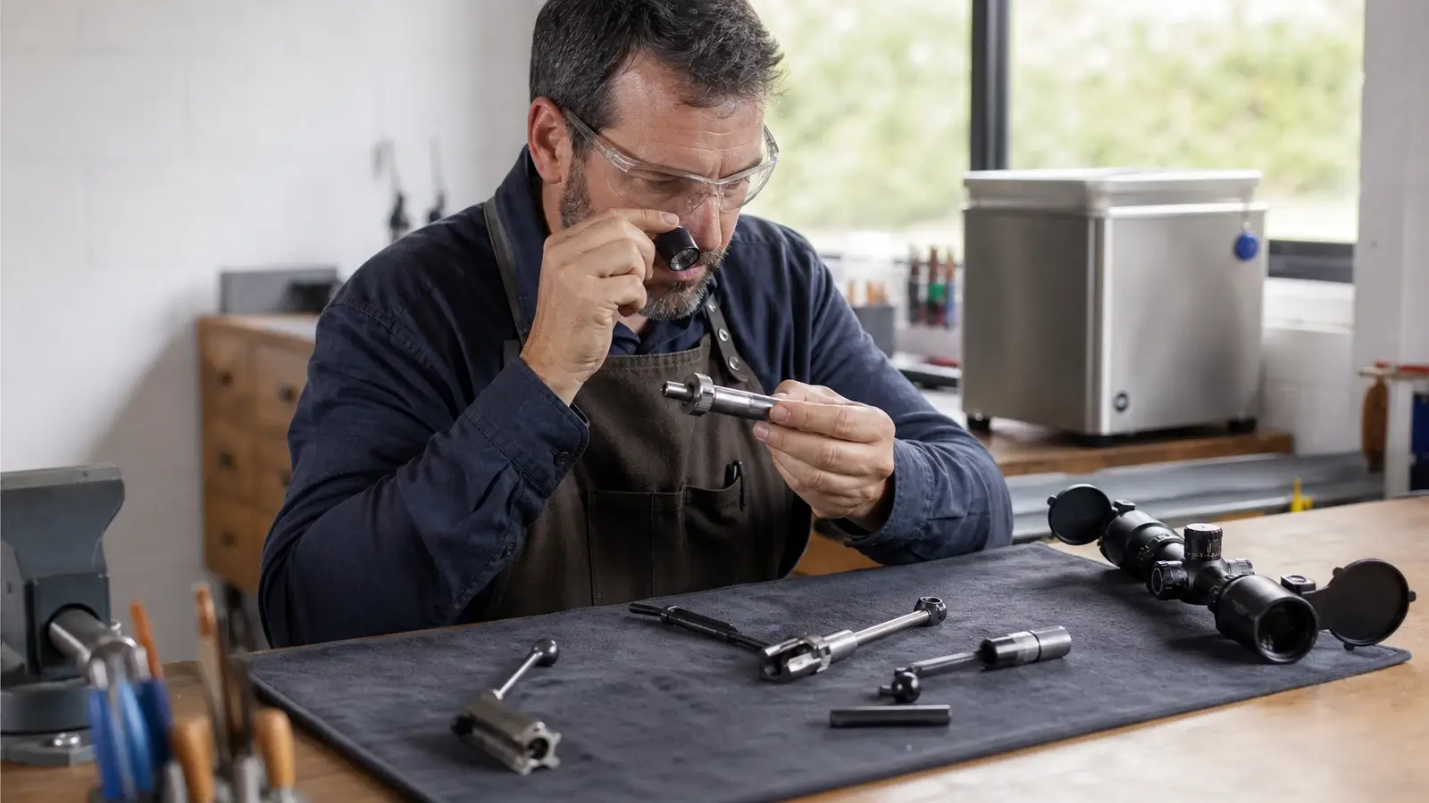 Nettoyeur à ultrasons pour armes, cuve et panier de pièces