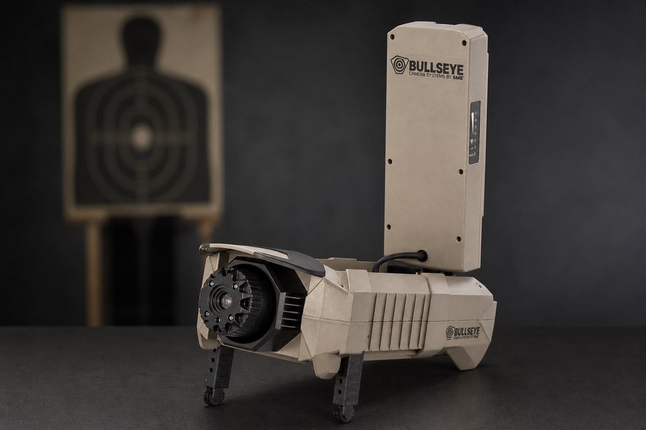 Caméra de cible SME Bullseye Long Range couleur sable avec son récepteur Wi-Fi vertical