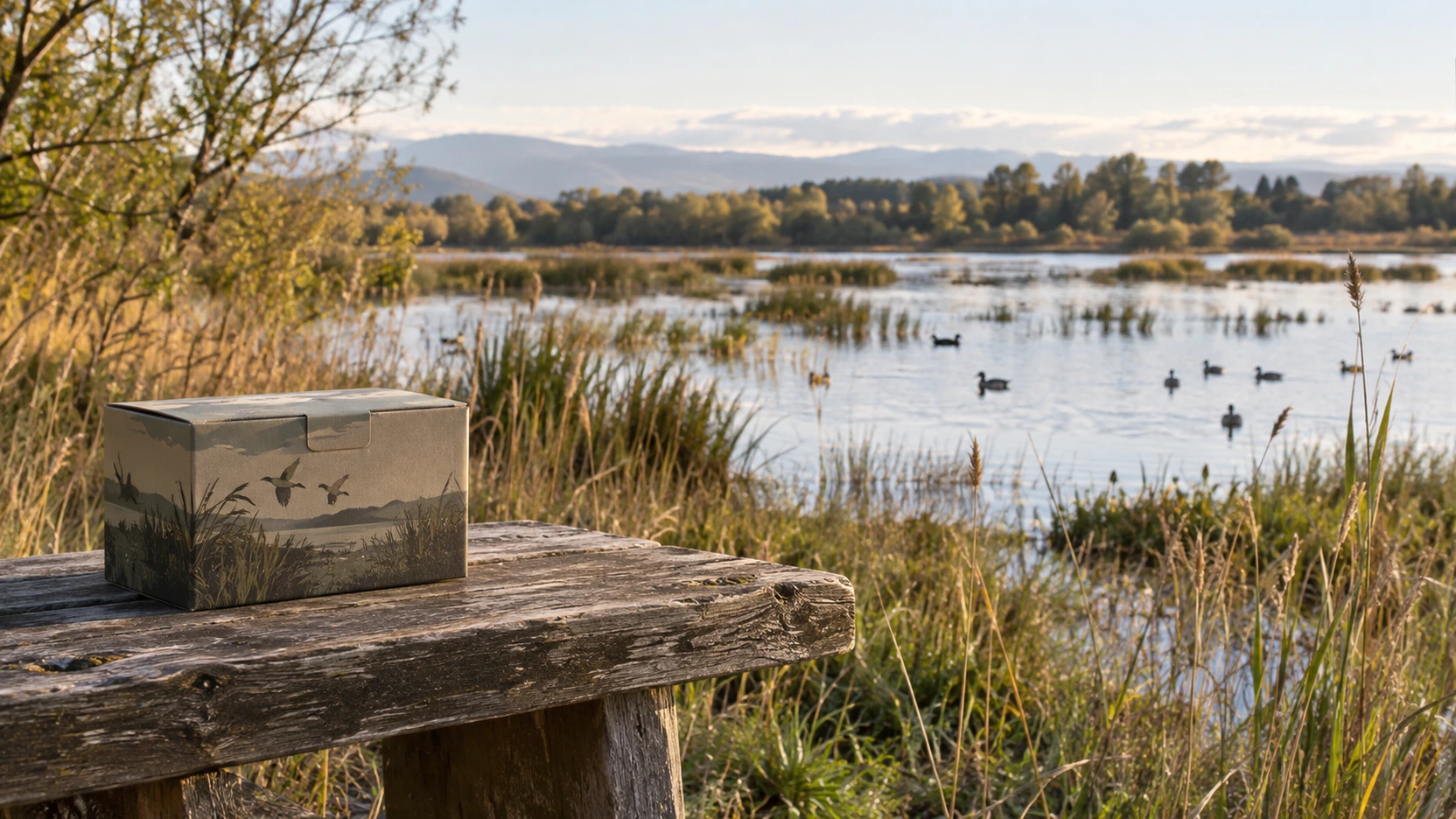Cartouches de chasse à grenaille posées au bord d'un étang