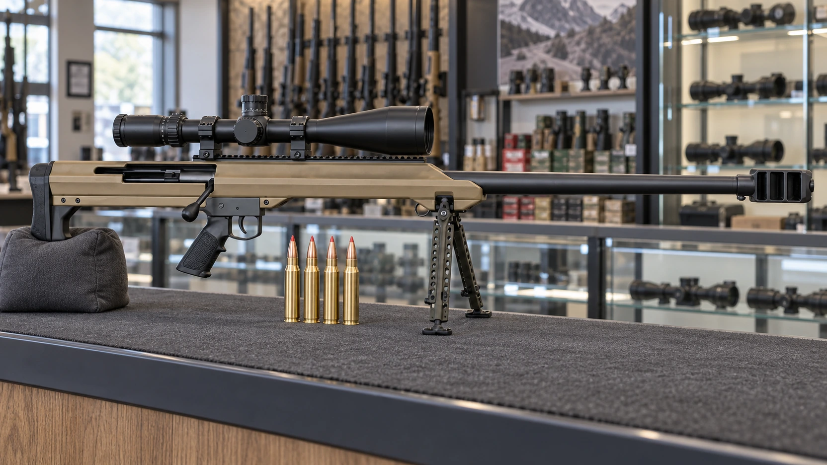 Cartouche de 416 Barrett, étui de 83,06 mm et ogive de 10,57 mm