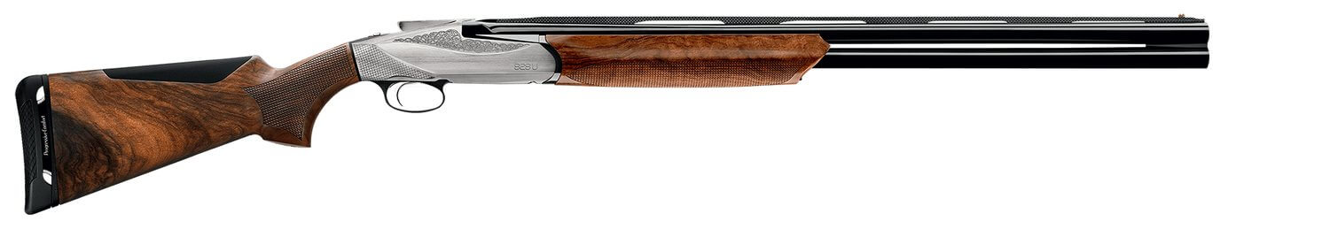 Benelli 828U Silver superposé calibre 12 bascule Ergal nickelée gravée crosse noyer