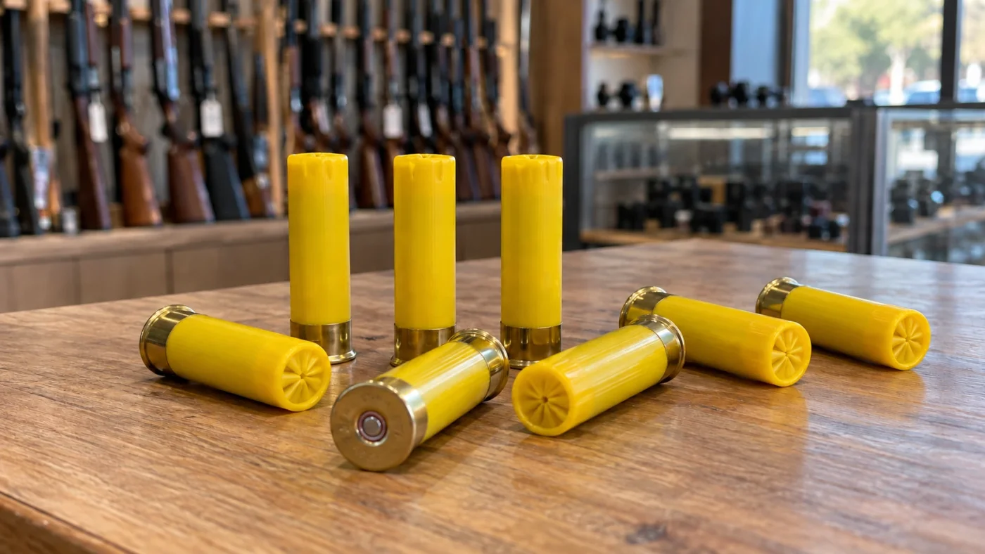 Fusil de chasse en calibre 20 et cartouches a douille jaune