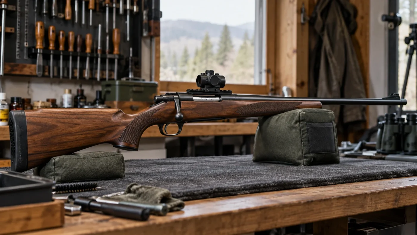 Carabine de battue courte avec optique à faible grossissement