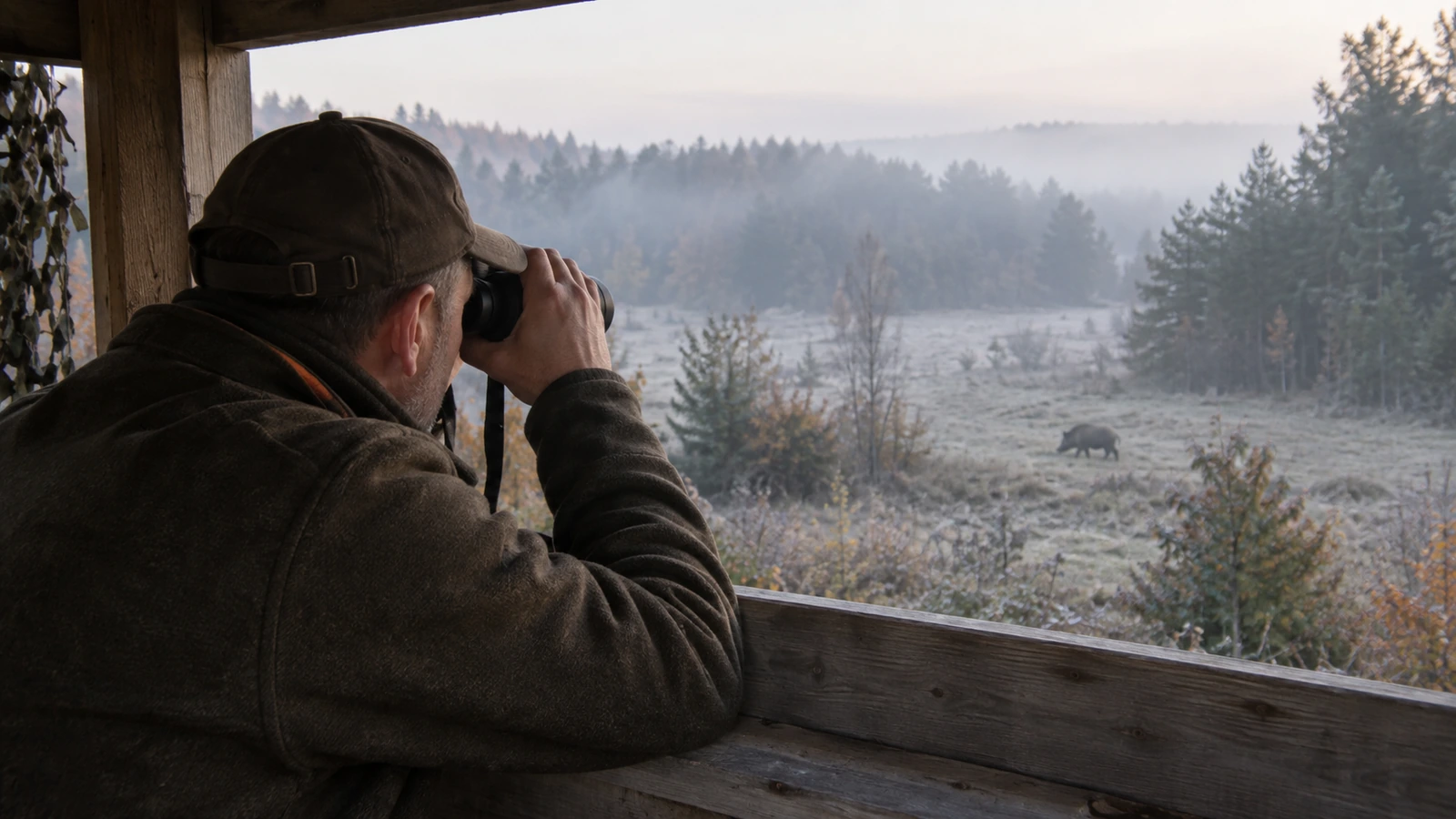 Sanglier en lisière de forêt, chasse au sanglier et placement du tir