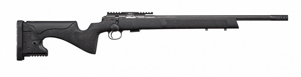 Carabine CZ 457 LRP Black calibre 22 LR canon lourd cannele frein de bouche rail Picatinny crosse cible reglable