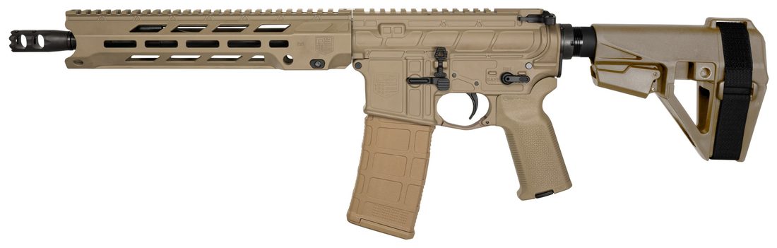 Carabine Diamondback DB15 Obsidian canon 11,5 pouces coloris FDE frein de bouche crosse-support SB Tactical garde-main M-LOK