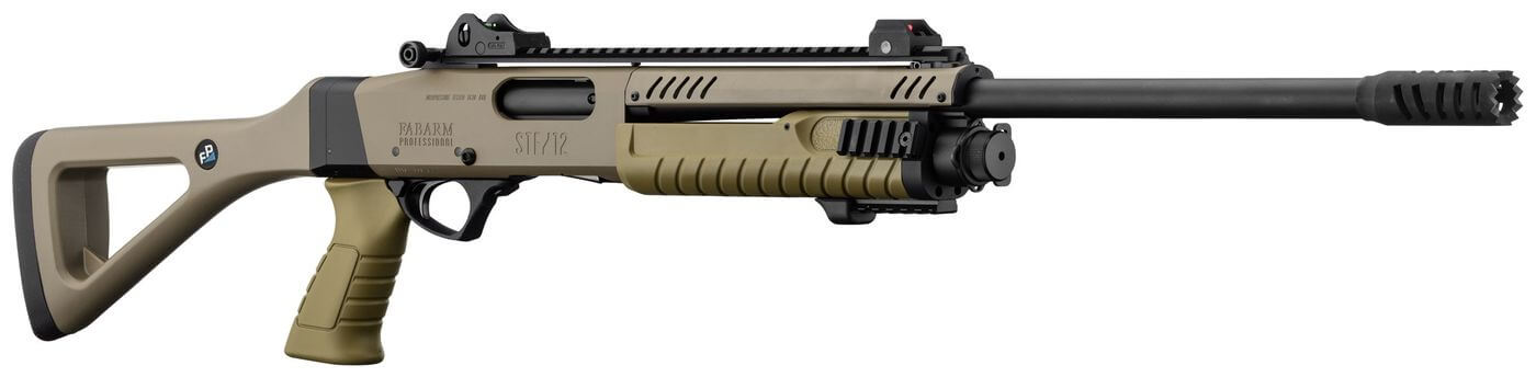 Fabarm STF 12 Pistolgrip Flat Earth canon rayé de 61 cm avec frein de bouche et rails Picatinny