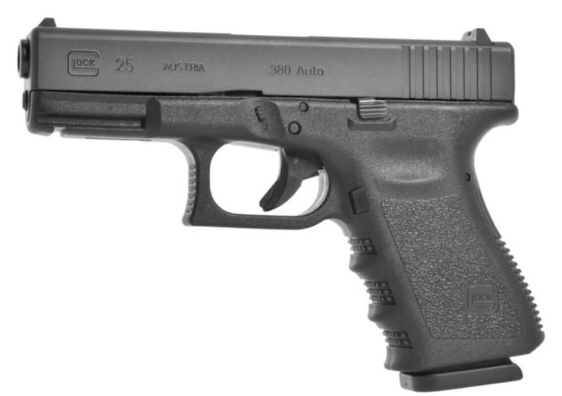 Glock 25 en calibre .380 ACP, vue latérale droite, capacité 15 coups