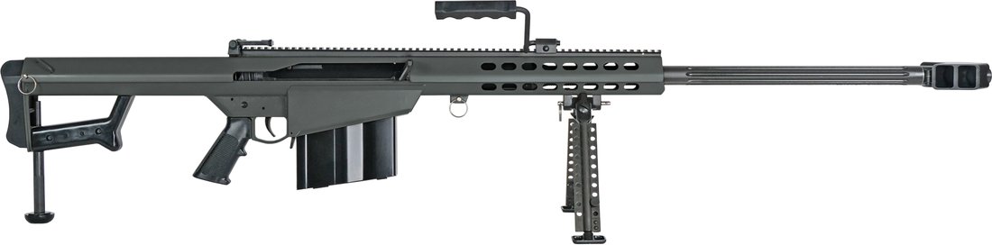 Carabine semi-automatique Barrett M82A1 en 50 BMG canon 29 pouces frein de bouche en pointe de fleche bipied chargeur 10 coups