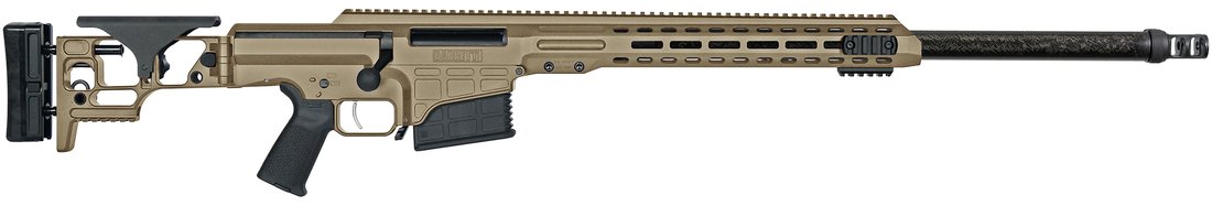 Carabine a verrou Barrett MRAD canon carbone 26 pouces coloris FDE crosse repliable garde-main M-LOK frein de bouche