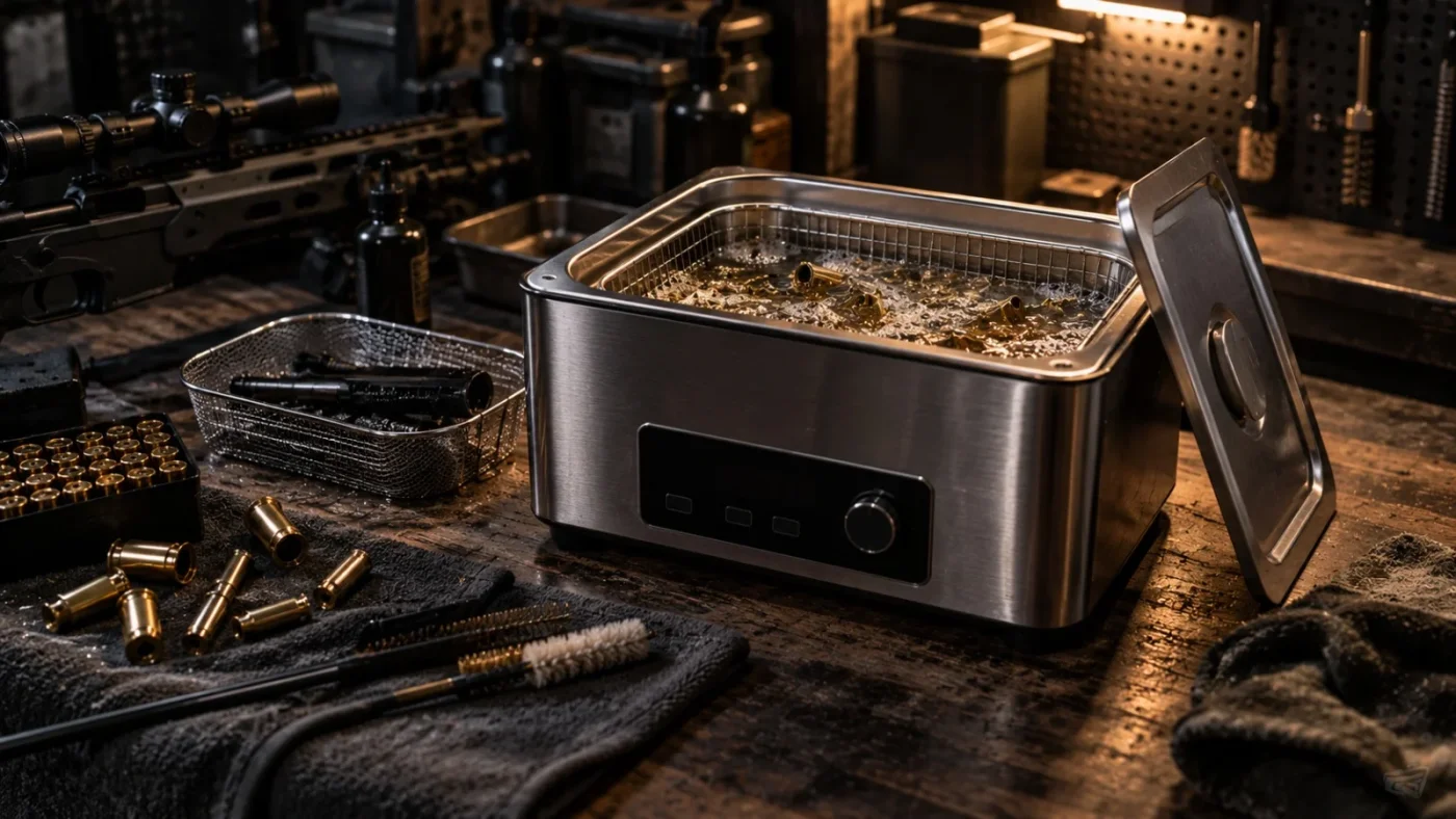 Nettoyeur à ultrasons pour armes, cuve inox et panier de pièces