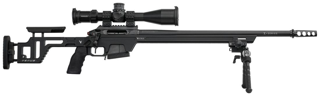 Carabine de precision Victrix Venus X chassis monobloc alliage leger rail Arca crosse reglable frein de bouche quatre chambres bipied