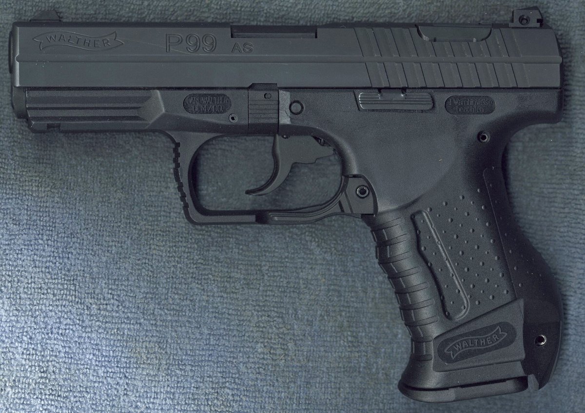 Walther P99 AS 9x19 côté gauche, marquages Carl Walther Ulm