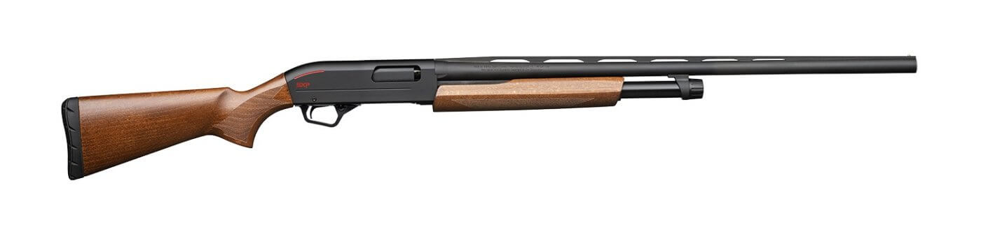 Winchester SXP Field calibre 12 canon lisse bande ventilee crosse bois vue de profil droit