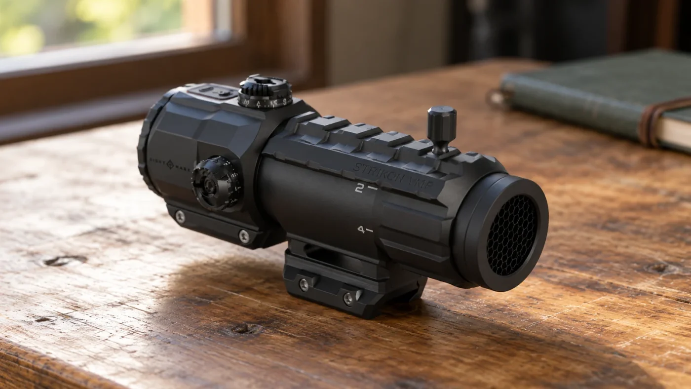Illustration du Sightmark Strikon VMP V1 posé seul sur une table en bois